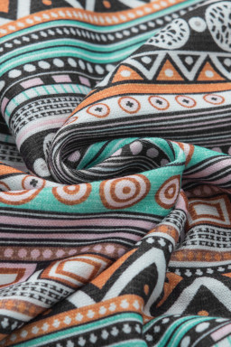 Green Geometric Printed Square Neck Tank Top