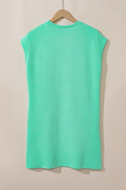 Mint Green Plain Textured Pocketed Mini Dress