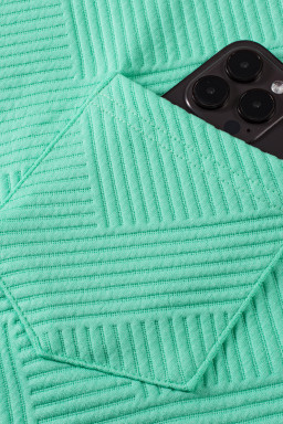 Mint Green Plain Textured Pocketed Mini Dress