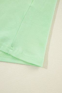 Green Color Block Sleeve Loose Fit Top