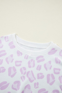 Pink Leopard Print Pullover and Shorts Pajama Set