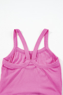 Bonbon Athletic Ribbed Knit Cropped Cami Top