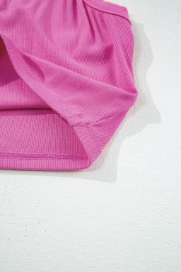 Bonbon Athletic Ribbed Knit Cropped Cami Top