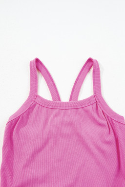 Bonbon Athletic Ribbed Knit Cropped Cami Top