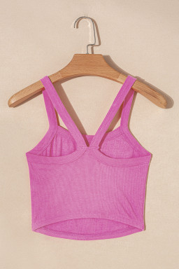 Bonbon Athletic Ribbed Knit Cropped Cami Top