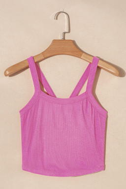 Bonbon Athletic Ribbed Knit Cropped Cami Top