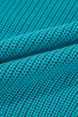Turquoise Ruffled Eyelet Bubble Sleeve Sweater