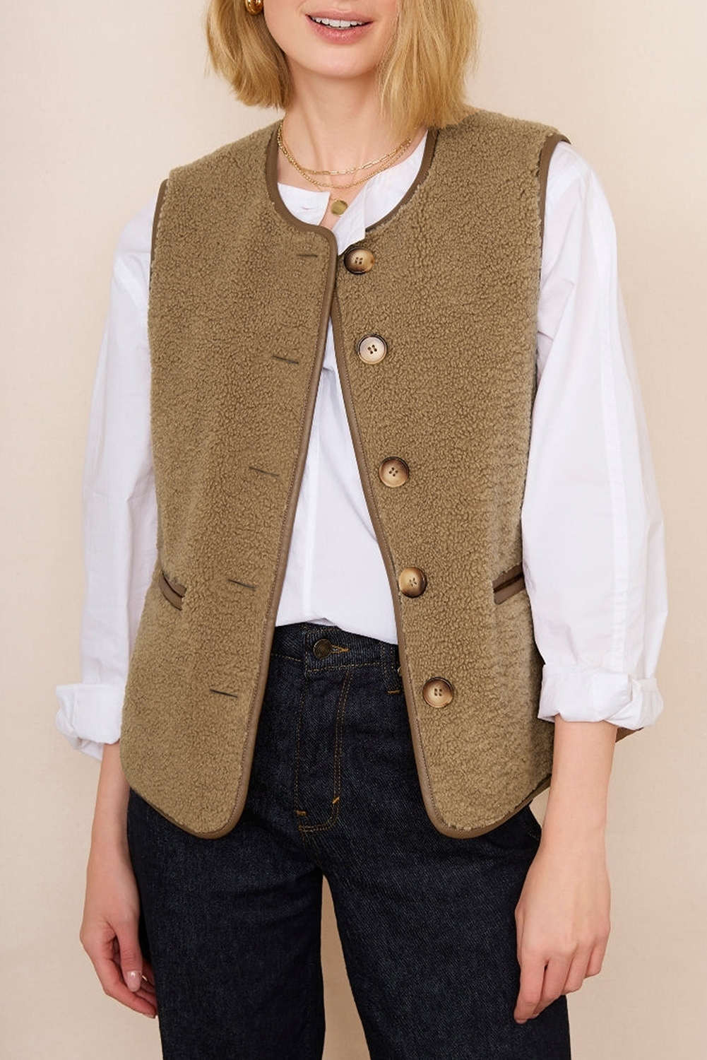 Fleece Button Vest