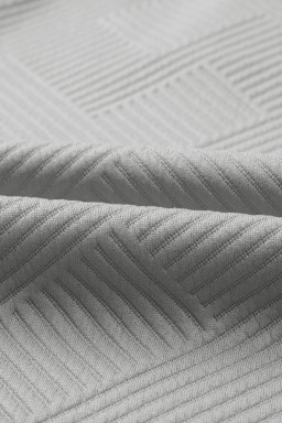 Light Grey Solid Textured Collared V Neck Top and Wide Leg Pants Set