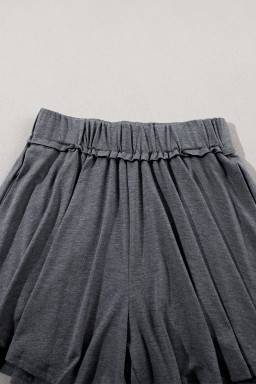 Gray Elastic Waist Side Pocket Culotte Shorts
