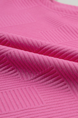 Strawberry Pink 2Pcs Solid Textured Drawstring Shorts Set