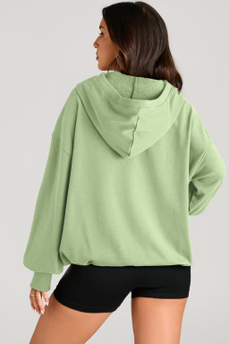 Smoke Green Kangaroo Pocket Half Zipper Oversized Hoodie