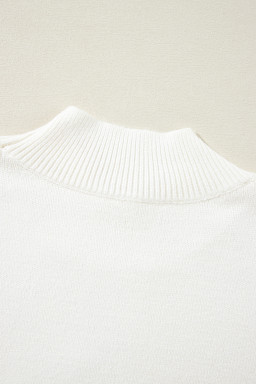 White Tinsel Christmas Tree Puff Short Sleeve Sweater