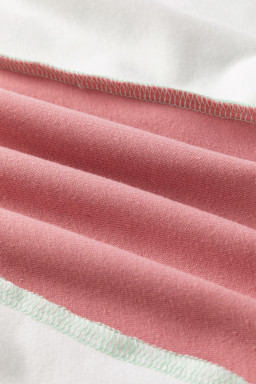 Pink Colorblock Stitching Irregular Hem Long Sleeve Top