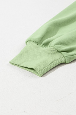 Smoke Green Kangaroo Pocket Half Zipper Oversized Hoodie