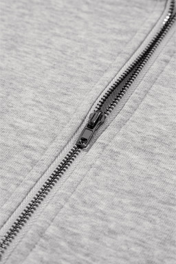 Light Grey Kangaroo Pocket Half Zipper Oversized Hoodie