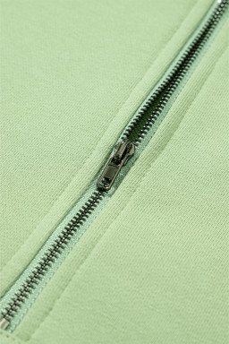 Smoke Green Kangaroo Pocket Half Zipper Oversized Hoodie