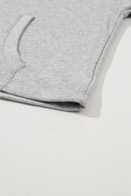 Light Grey Kangaroo Pocket Half Zipper Oversized Hoodie