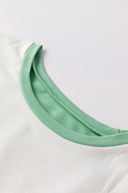 Pink Colorblock Stitching Irregular Hem Long Sleeve Top