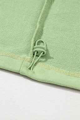 Smoke Green Kangaroo Pocket Half Zipper Oversized Hoodie