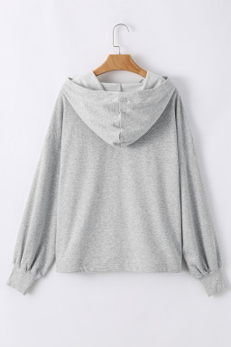 Light Grey Kangaroo Pocket Half Zipper Oversized Hoodie