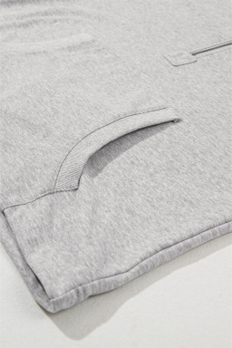 Light Grey Kangaroo Pocket Half Zipper Oversized Hoodie