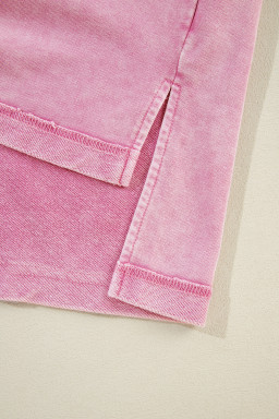 Strawberry Pink Mineral Wash Drop Shoulder Oversized Sweatshirt