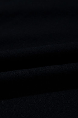 Black Half Zipper Kangaroo Pocket Short Sleeve Hoodie