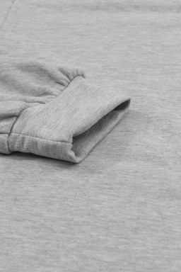 Grey Crinkled Patchwork Raw Hem Oversized Top