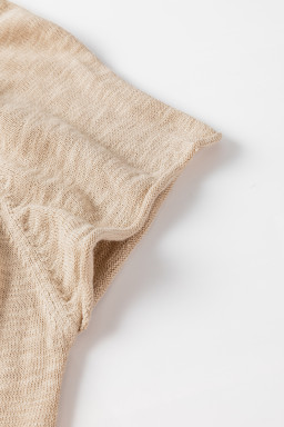 Smoke Gray Round Neck Short Raglan Sleeve Knitted T-shirt