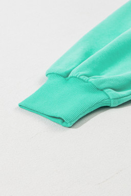 Aruba Blue Kangaroo Pocket Half Zipper Oversized Hoodie