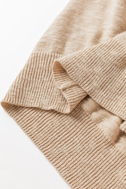 Smoke Gray Round Neck Short Raglan Sleeve Knitted T-shirt