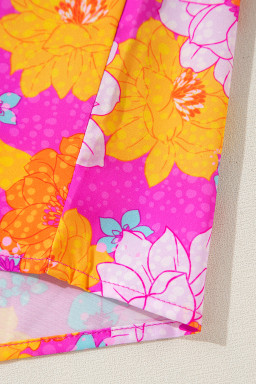 Rose Flower Print V Neck Relaxed Sleeve Blouse