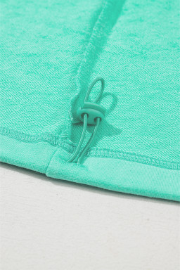 Aruba Blue Kangaroo Pocket Half Zipper Oversized Hoodie