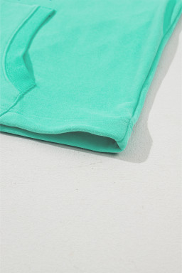 Aruba Blue Kangaroo Pocket Half Zipper Oversized Hoodie