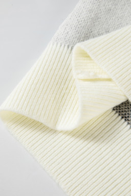 Black Checkered Colorblock Round Neck Knit Sweater