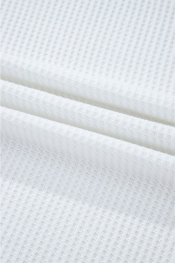 White Striped Patchwork Exposed Seam Waffle Knit Top