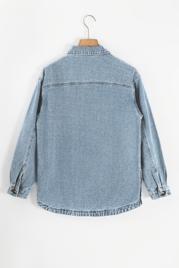 Dusk Blue Side Pocket Buttons Denim Jacket