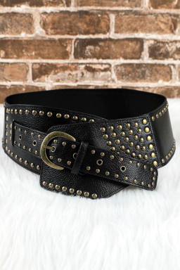 Black Rivet Decor Metal Buckle Triangle Shape Belt