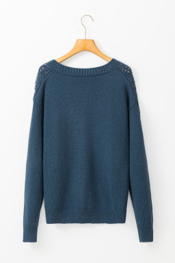 Real Teal Hollow Knit Drop Shoulder Cardigan
