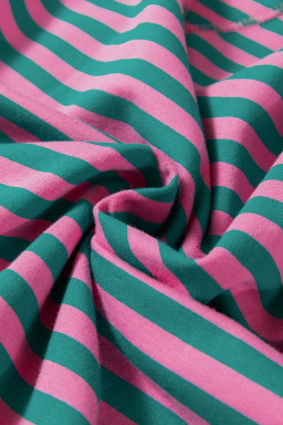 Green Stripe Contrast Edge Cross Seam Oversized Sweatshirt