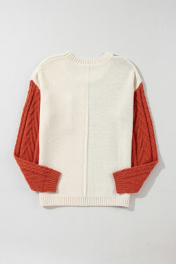 Gold Flame Colorblock Pocket Drop Shoulder Sweater