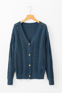 Real Teal Hollow Knit Drop Shoulder Cardigan