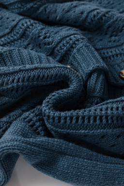 Real Teal Hollow Knit Drop Shoulder Cardigan