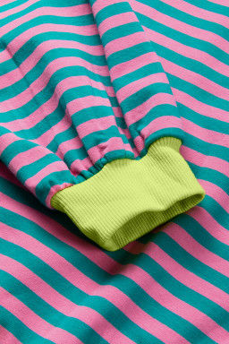 Green Stripe Contrast Edge Cross Seam Oversized Sweatshirt