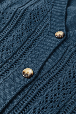 Real Teal Hollow Knit Drop Shoulder Cardigan