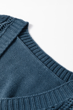 Real Teal Hollow Knit Drop Shoulder Cardigan