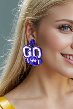 Bluing Beaded GO Rugby Shape Dropping Earrings