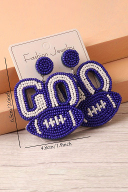 Bluing Beaded GO Rugby Shape Dropping Earrings