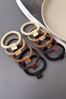 Chestnut 5Pcs Smile Face Decor Braided Hair Tie